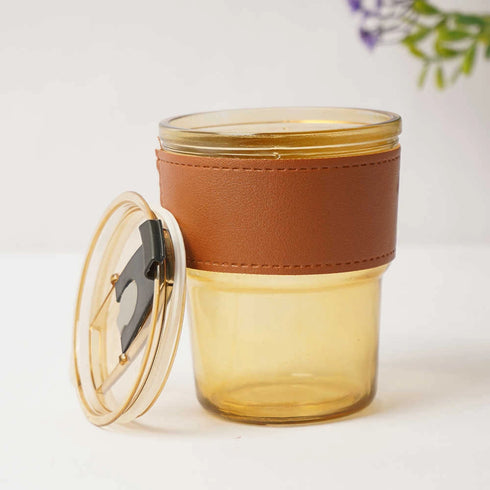 Personalized Glass Sipper with Leather Sleeve